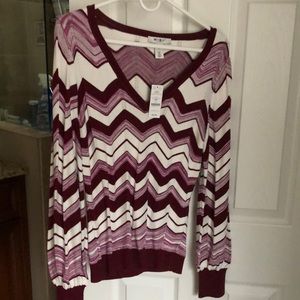 WHBM Chevron Pullover Sweater; NWT; color is Zinfandel